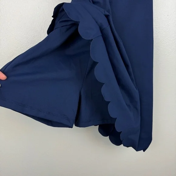 J. Crew Scalloped Active Dress Criss-Cross Straps Navy Size M NWT - Picture 6 of 8